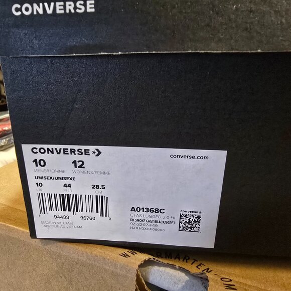 Converse Chuck Taylor All Star Lugged 2.0 High Dark Smoke Grey Size 10 Mens NEW - Picture 8 of 12